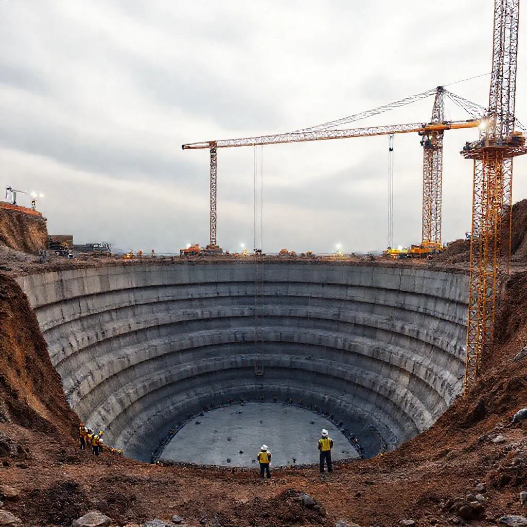 Детальное фото: Как готовят котлован и основание под здание ядерного реактора
