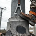 Фото по теме: Правила проверки бетонных опор ЛЭП на загнивание и наличие микротрещин перед подъемом на когтях