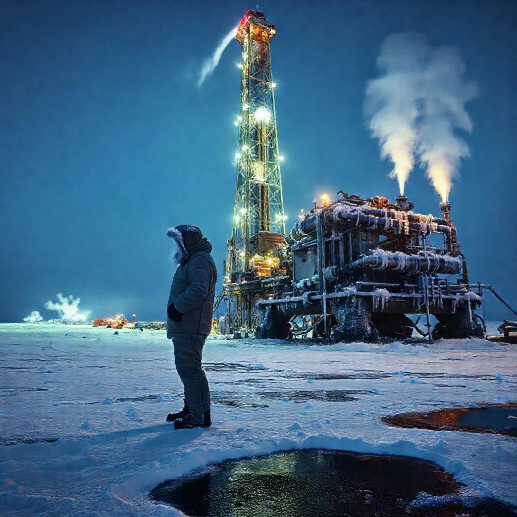 Детальное фото: Добыча нефти в условиях сильных морозов