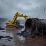 Фото по теме: Строительство газопроводов на болотах
