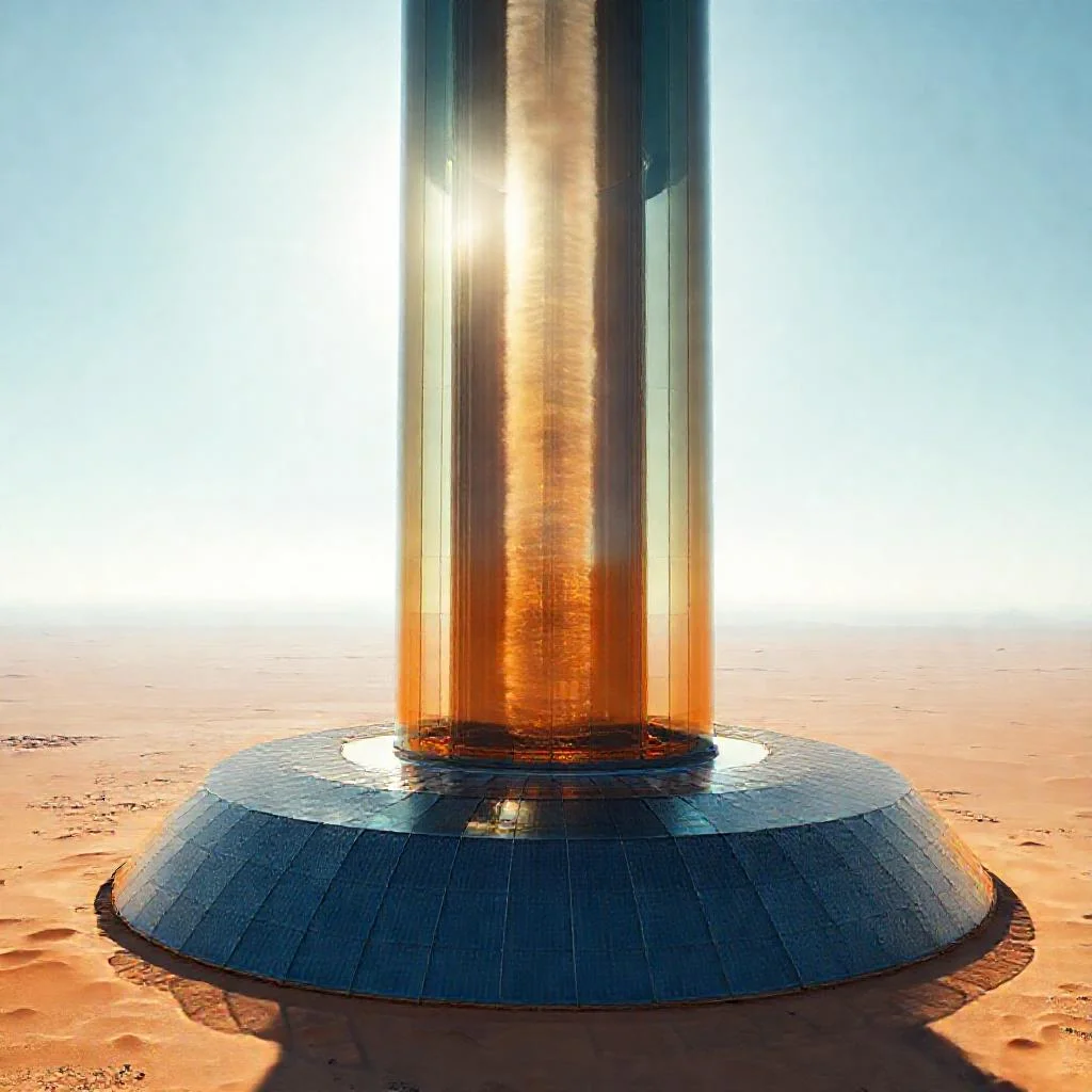 Солнечные восходящие башни (Solar updraft tower): генерация ветра внутри высокой трубы Детальное фото: Солнечные восходящие башни (Solar updraft tower): генерация ветра внутри высокой трубы