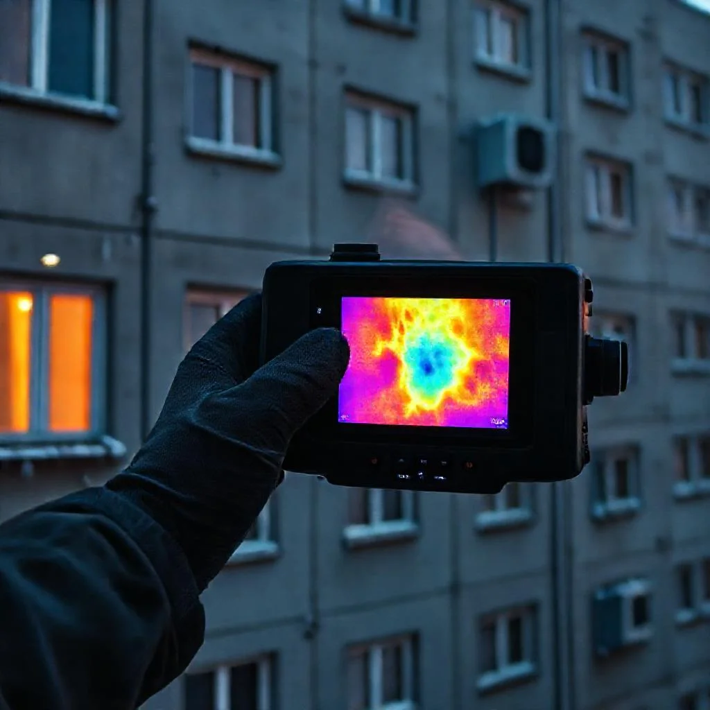 Детальное фото: Поиск скрытых мостиков холода в панельном доме с помощью промышленного тепловизора