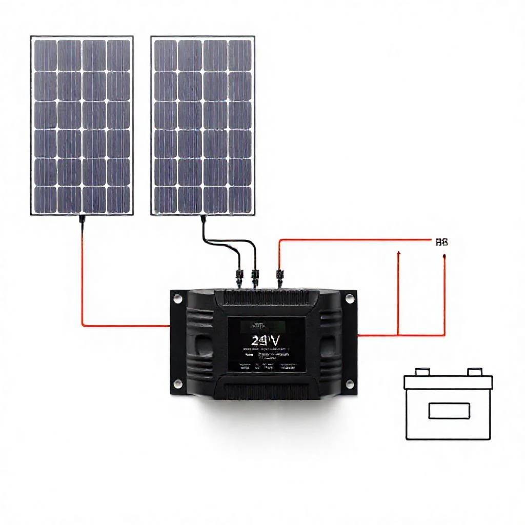 Детальное фото: Схема подключения солнечных панелей к контроллеру MPPT на 24 Вольта