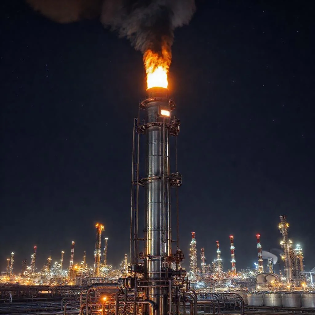 Фото по теме: Как производится закрытый факельный сброс газов на нефтеперерабатывающем заводе
